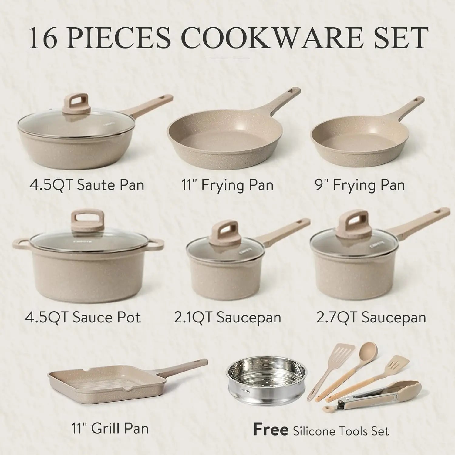 11/16Pcs Nonstick Kitchen Cookware Set